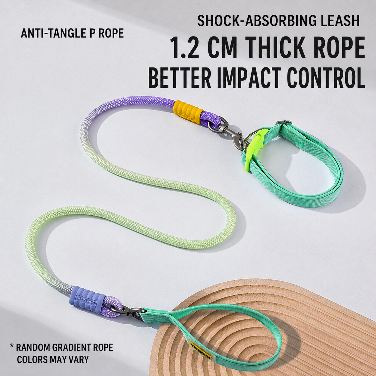 Adjustable Anti-Pull Dog Collar & Gradient Rope Leash Set – 1.2m Comfortable Walking Lead