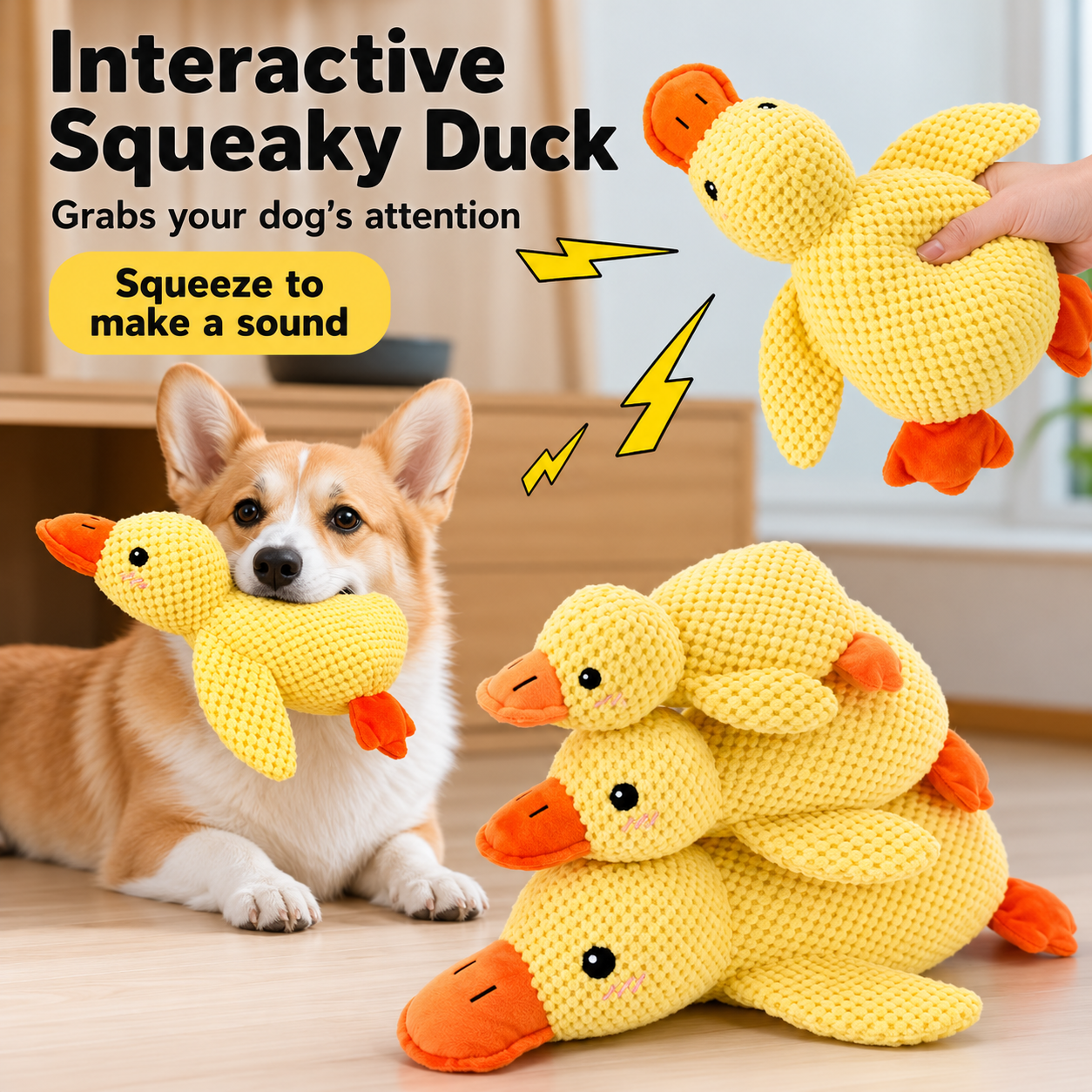 Squeaky Plush Duck Dog Toy – Soft Interactive Chew & Cuddle Toy for Dogs