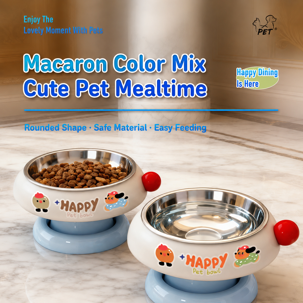 Elevated Tilted Stainless Steel Cat Bowl – Removable Non-Slip Raised Pet Feeder