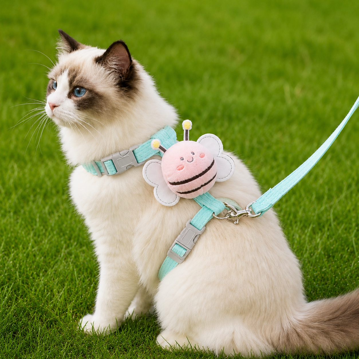 Cute Bee Adjustable Cat Harness & Leash Set – Escape-Resistant Chest Harness for Cats & Small Dogs