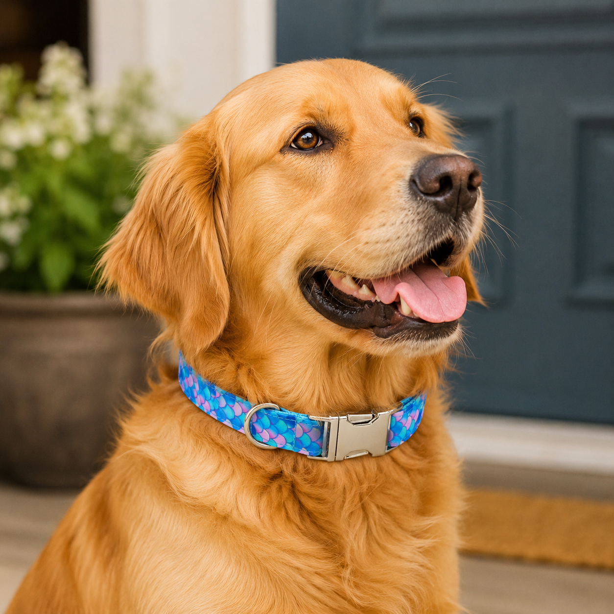 Designer Printed Dog Collar with Adjustable Fit &amp; Metal Buckle