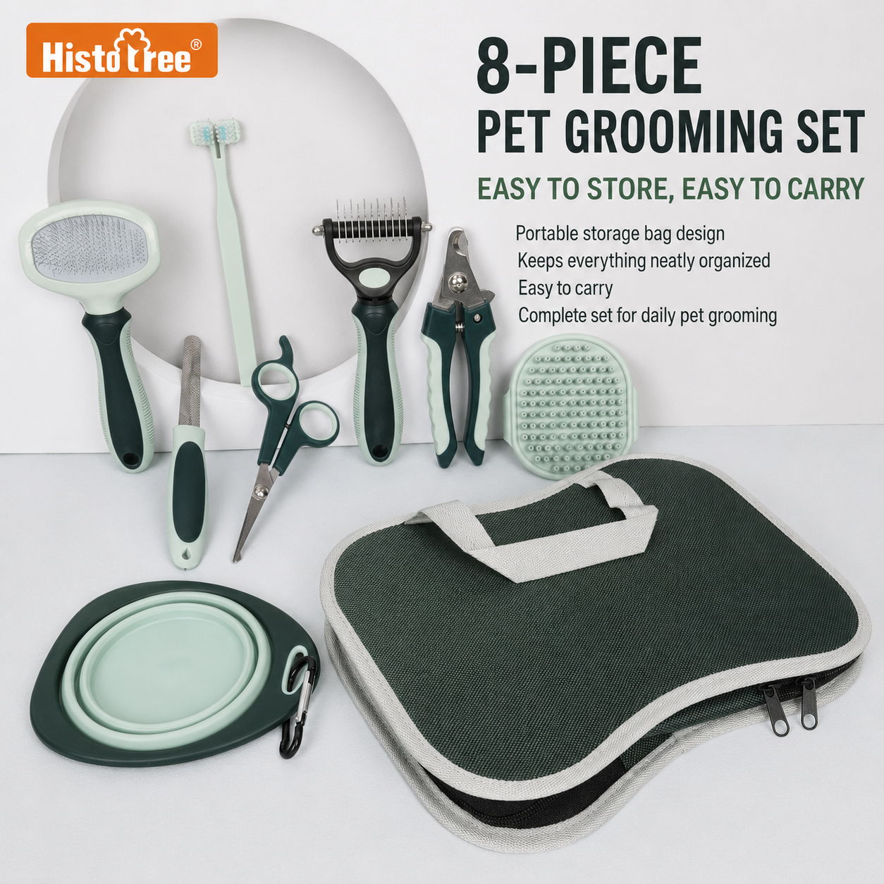 Complete Pet Grooming Kit with Storage Bag – Dog & Cat Brush, Nail Care and Trimming Set