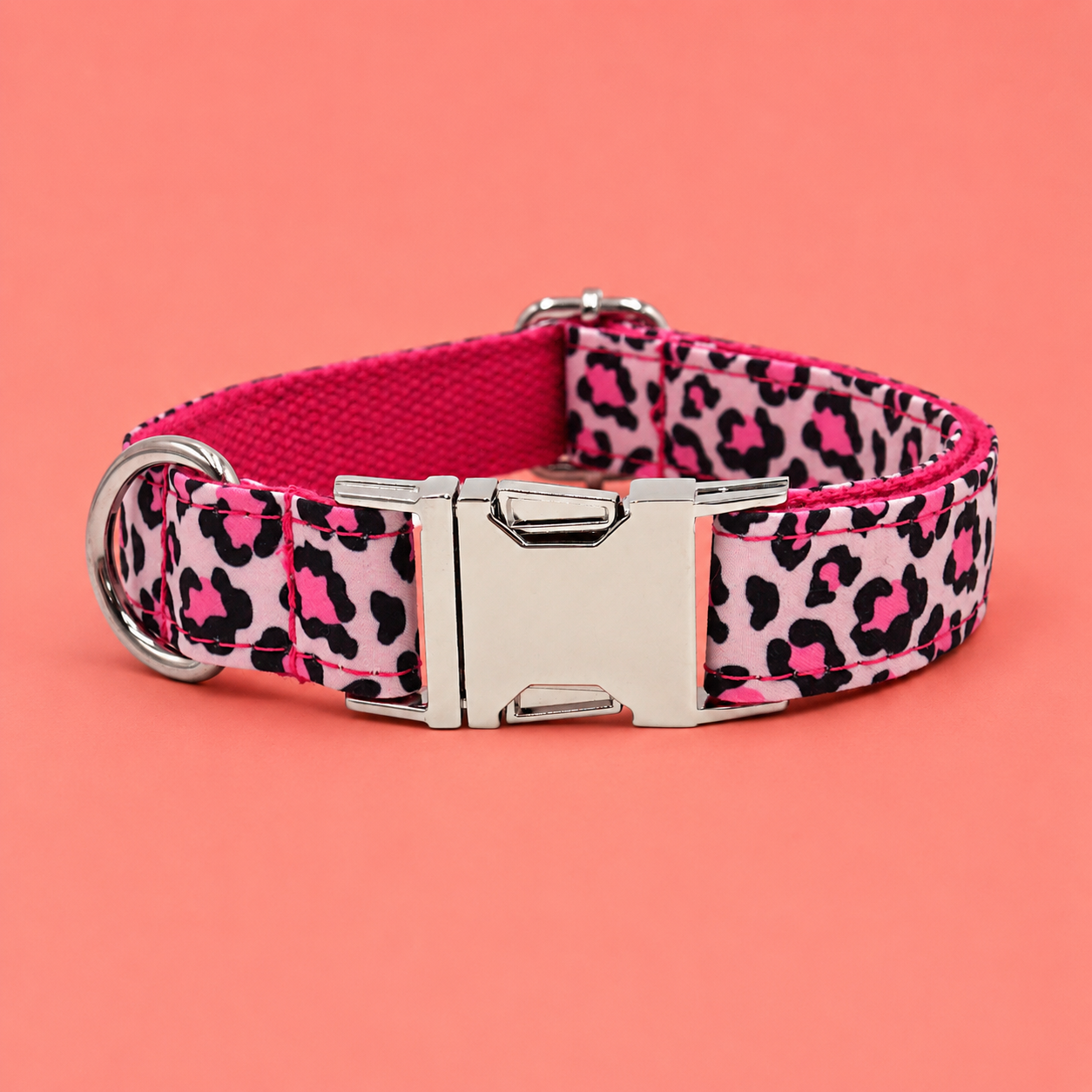 Floral Print Adjustable Dog Collar with Premium Metal Buckle