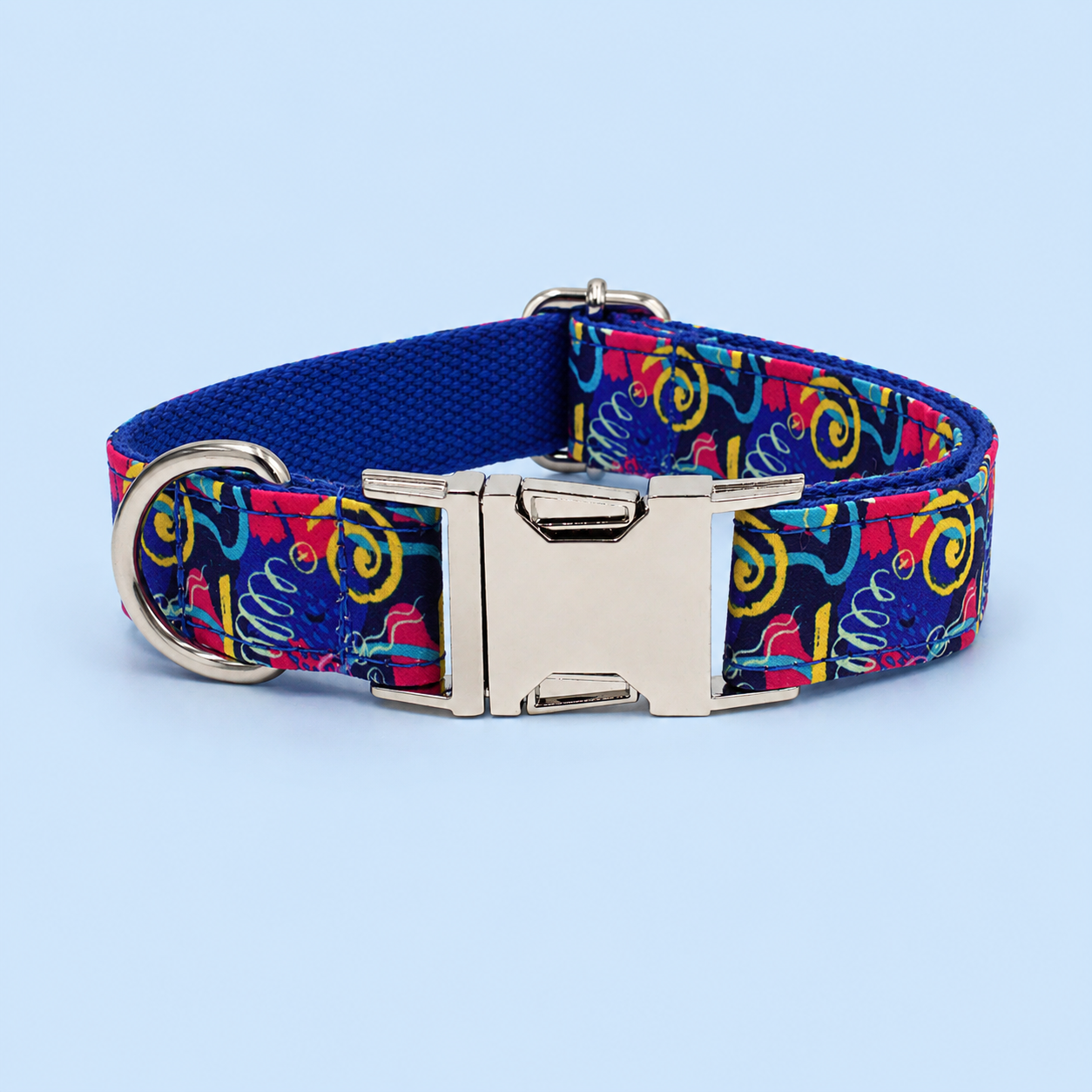 Floral Print Adjustable Dog Collar with Premium Metal Buckle