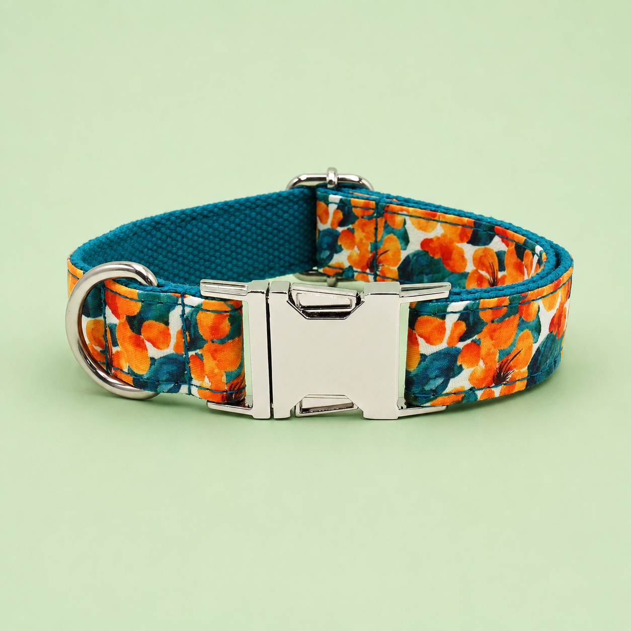 Adjustable Patterned Dog Collar with Gold Metal Buckle