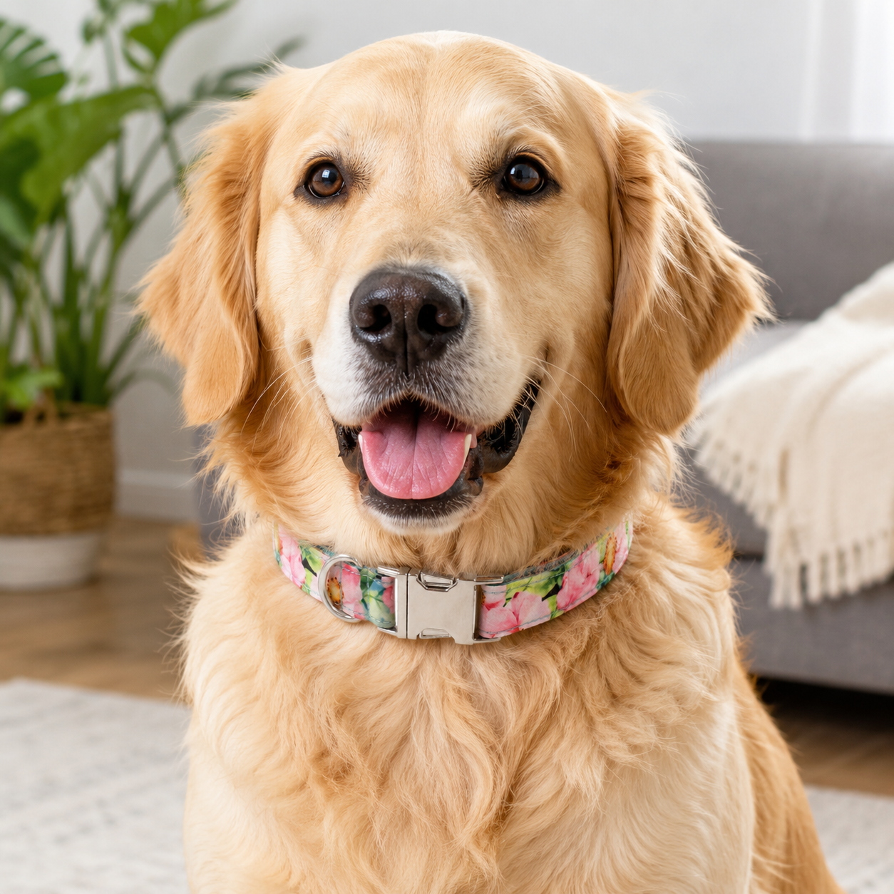 Adjustable Printed Dog Collar with Metal Buckle – Soft Fabric Collar for Small to Large Dogs
