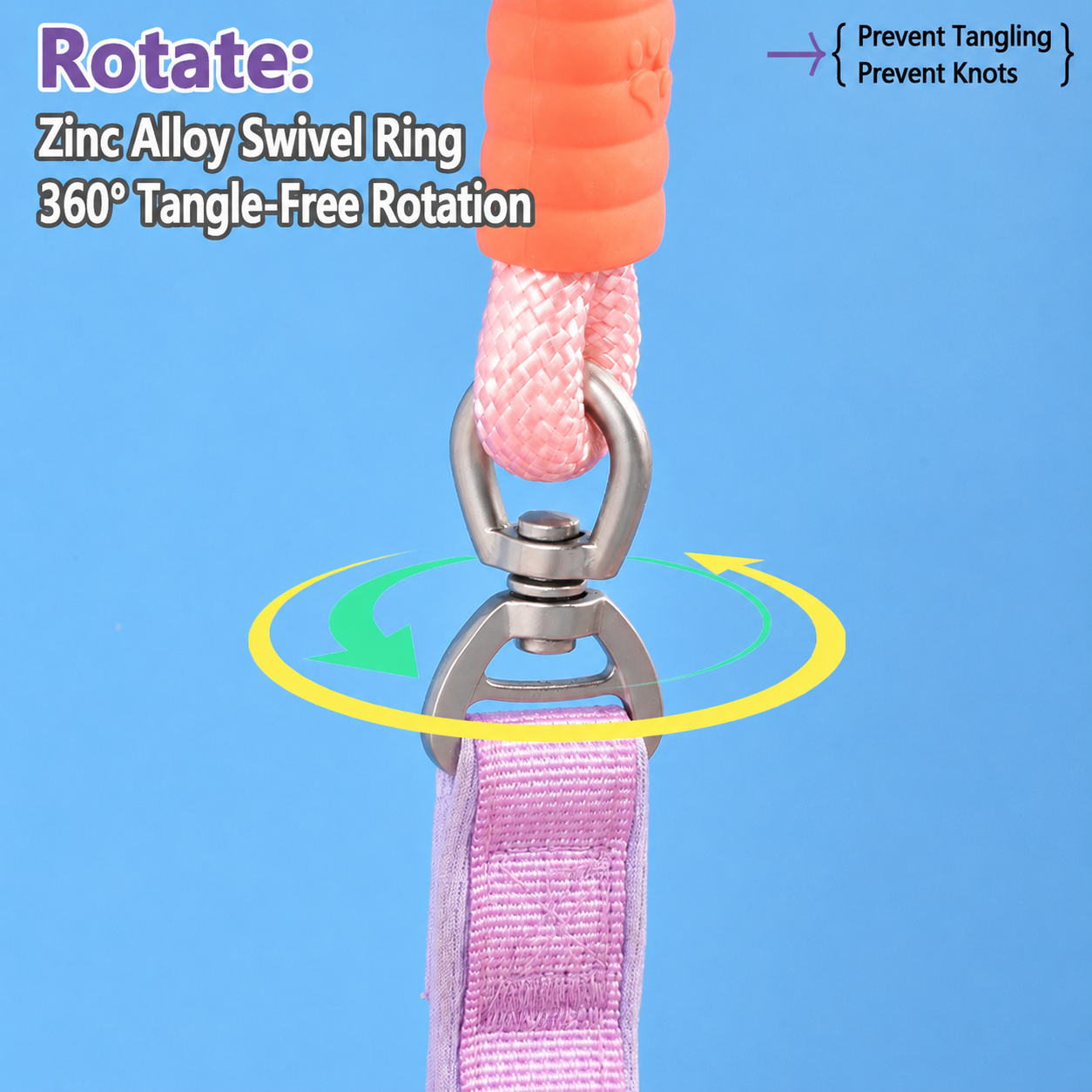 Gradient Anti-Tangle Slip Lead Dog Leash with Padded Handle & Dual Safety Stoppers