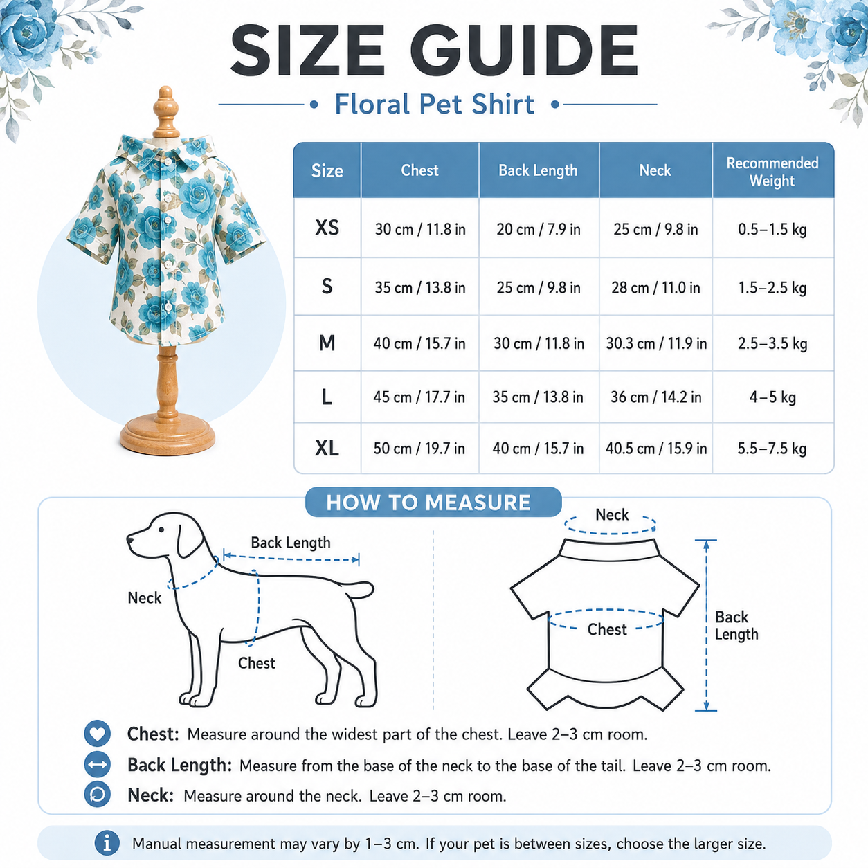 Floral Pet Shirt for Dogs & Cats – Lightweight Summer Button-Up Outfit