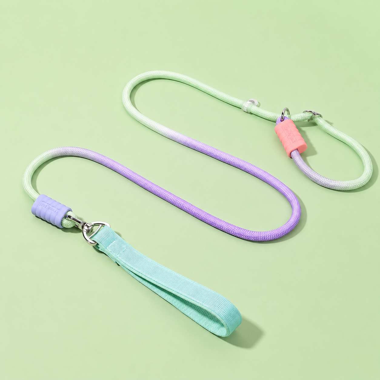 Gradient Anti-Tangle Slip Lead Dog Leash with Padded Handle & Dual Safety Stoppers