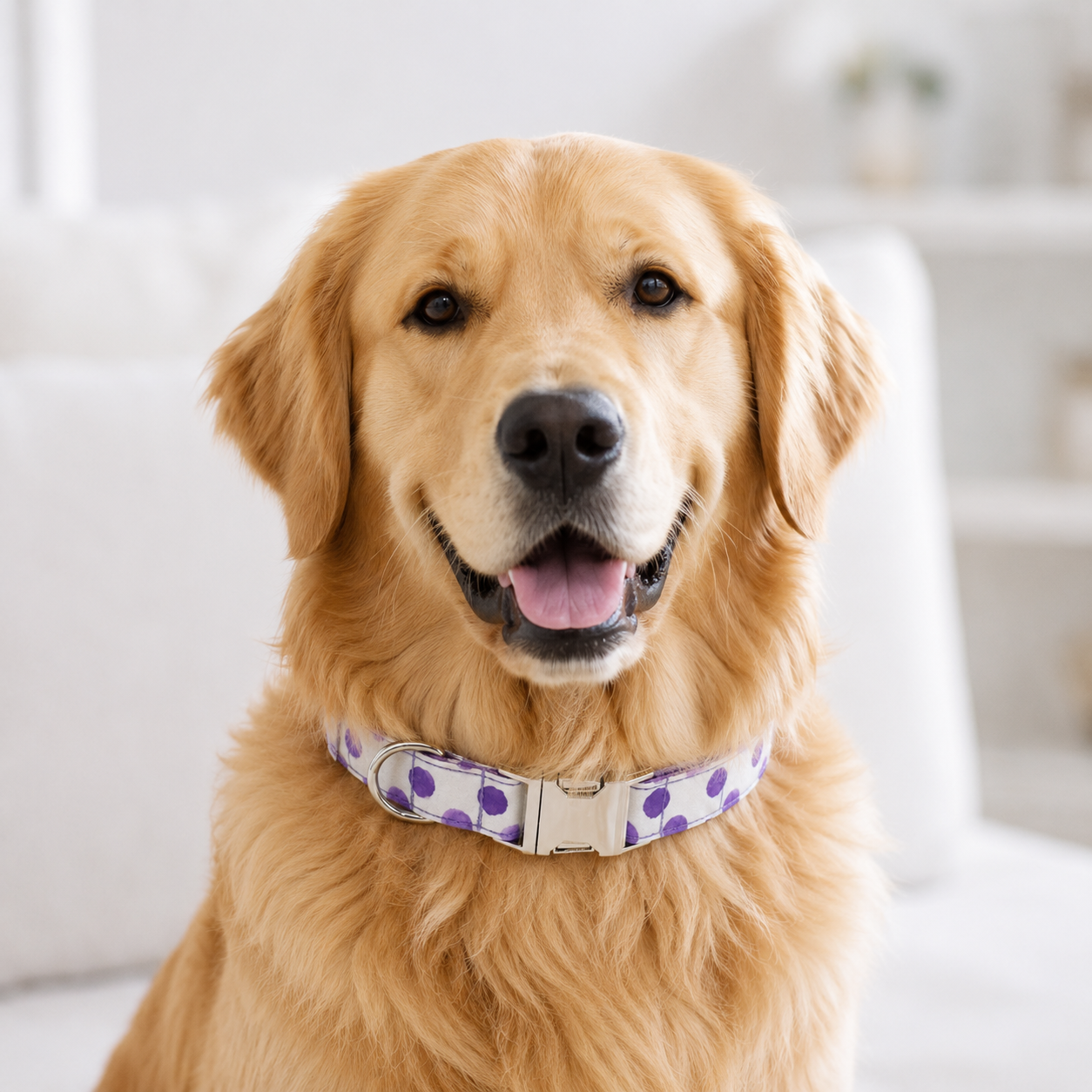 Adjustable Printed Dog Collar with Metal Buckle – Soft Fabric Collar for Small to Large Dogs
