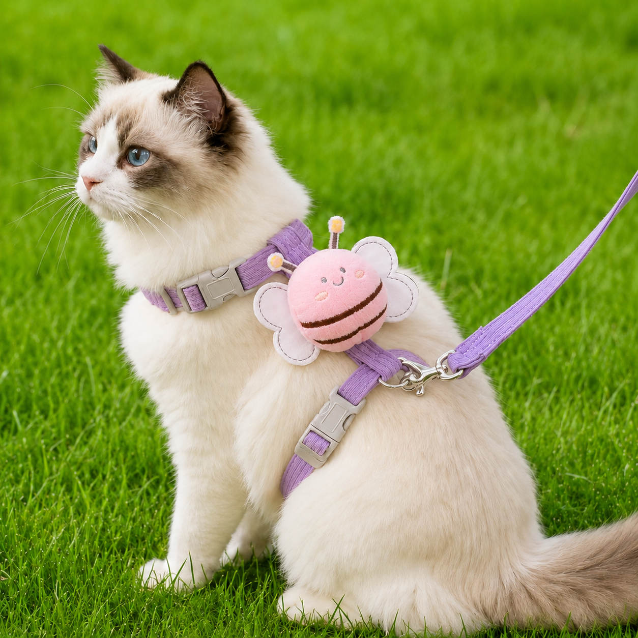Cute Bee Adjustable Cat Harness & Leash Set – Escape-Resistant Chest Harness for Cats & Small Dogs