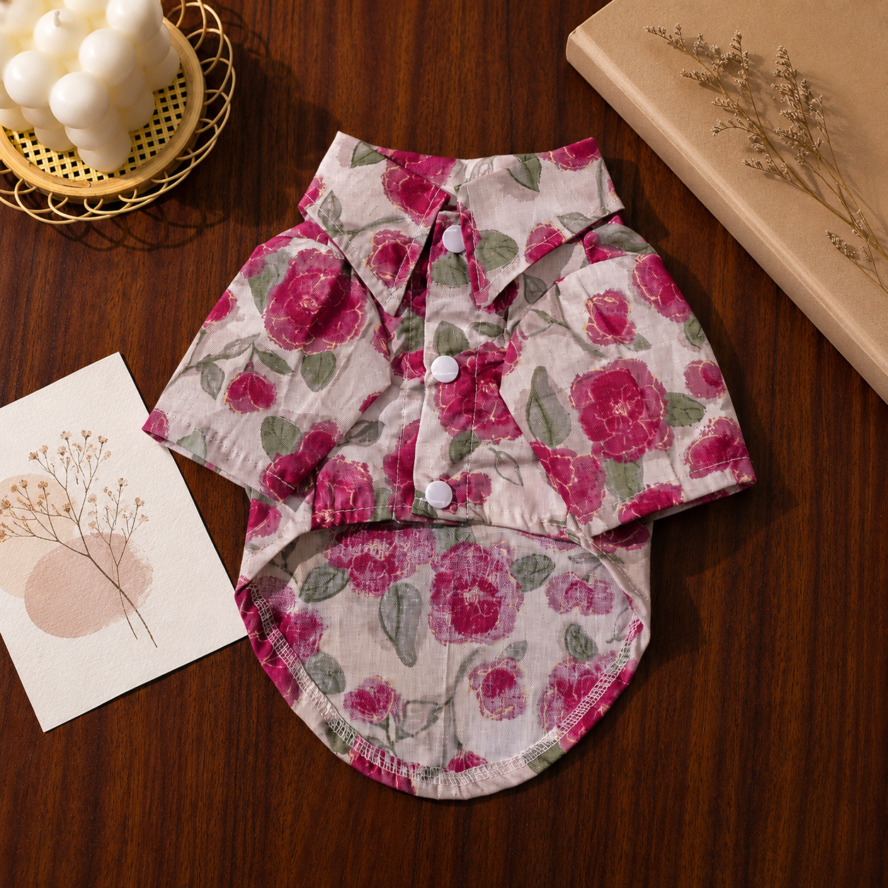 Floral Pet Shirt for Dogs & Cats – Lightweight Summer Button-Up Outfit