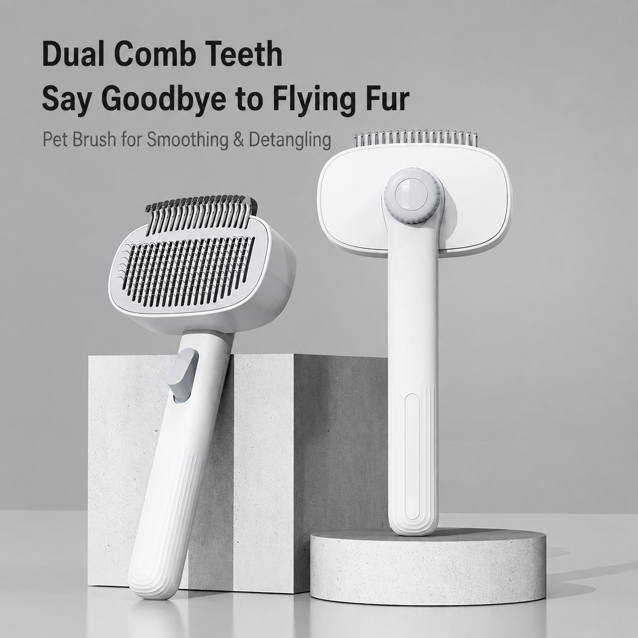 Self-Cleaning Pet Slicker Brush – Adjustable Detangling & Deshedding Brush for Dogs and Cats