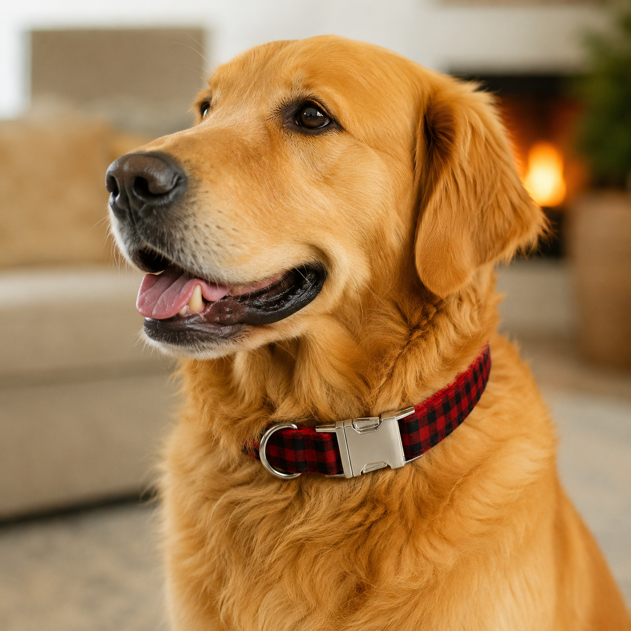 Floral Print Adjustable Dog Collar with Premium Metal Buckle