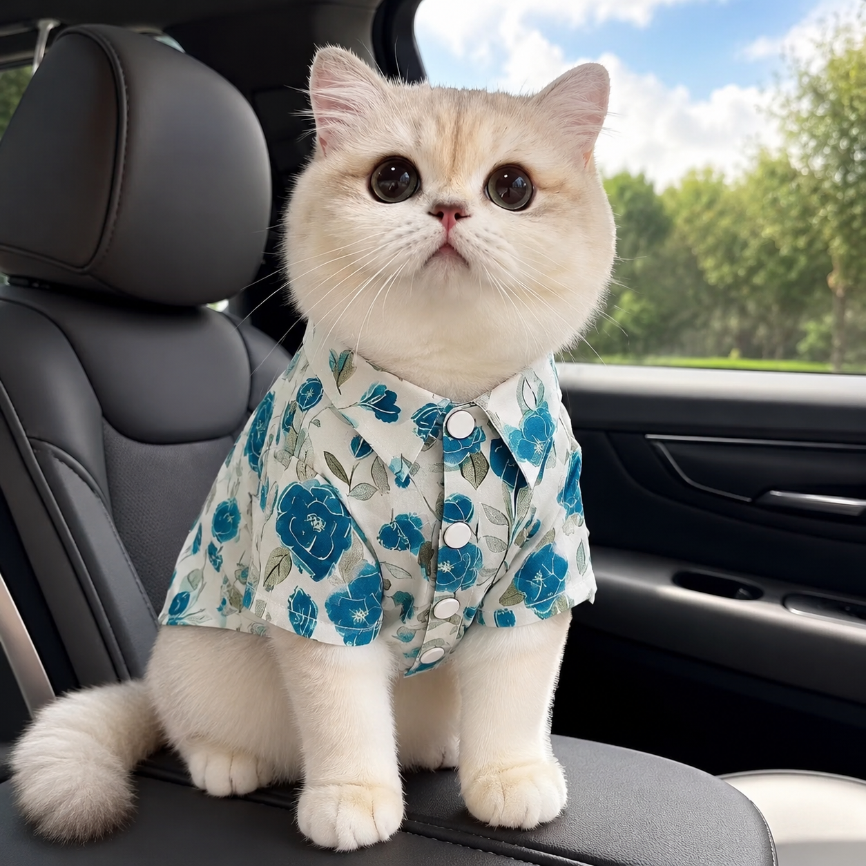 Floral Pet Shirt for Dogs & Cats – Lightweight Summer Button-Up Outfit