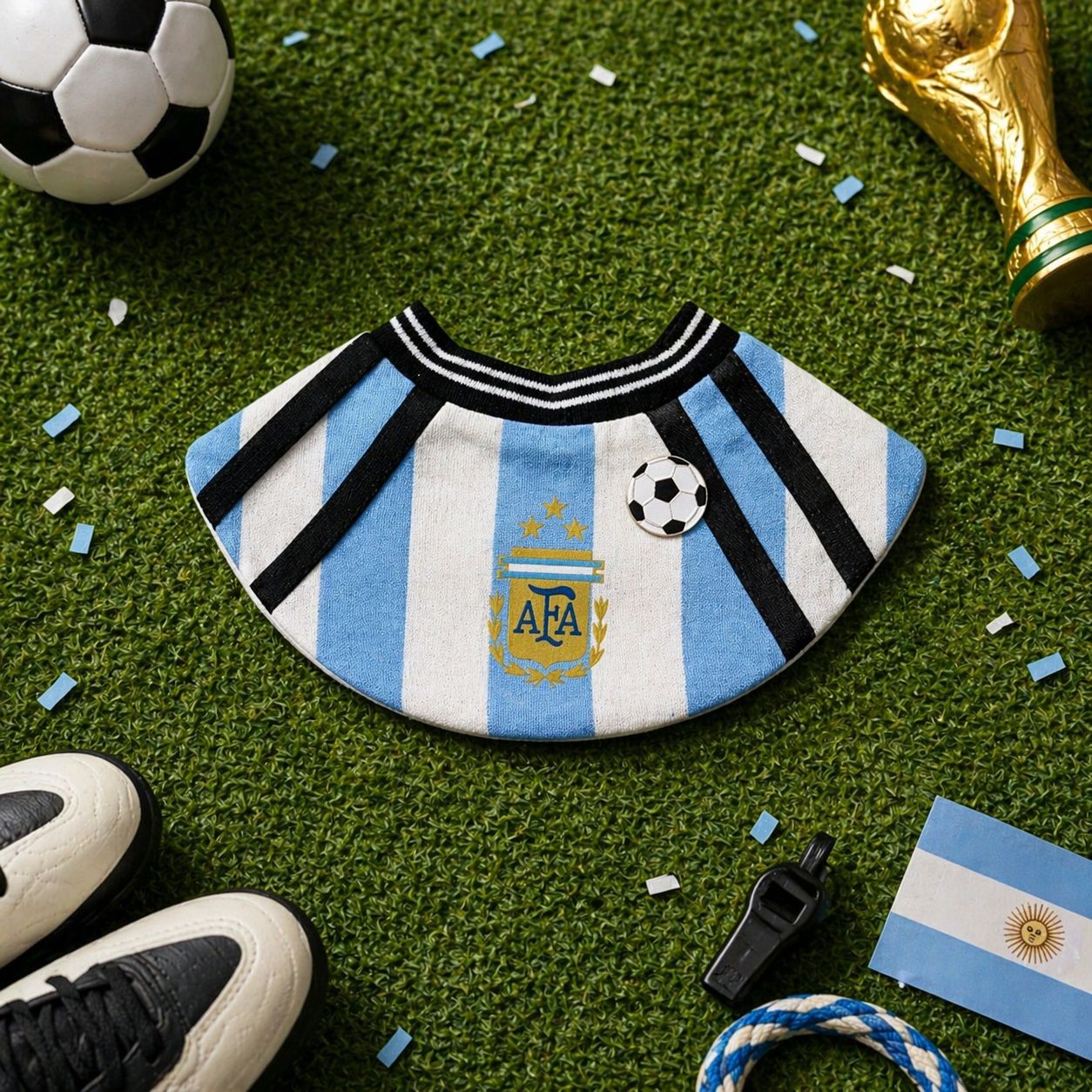 Handmade Football Team-Inspired Pet Bandana Collar – Adjustable Match Day Bib for Cats & Dogs
