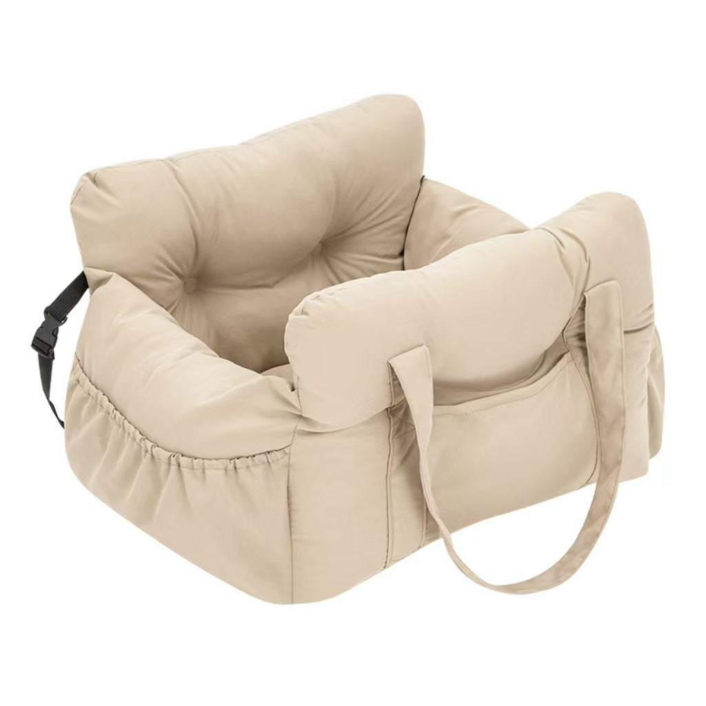 Portable Dog Car Seat Bed with Safety Straps – Padded Travel Carrier for Small & Medium Pets