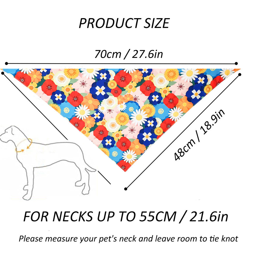 Floral Pet Bandana Scarf – Spring Summer Triangle Dog & Cat Neckerchief