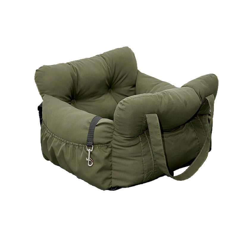 Portable Dog Car Seat Bed with Safety Straps – Padded Travel Carrier for Small & Medium Pets