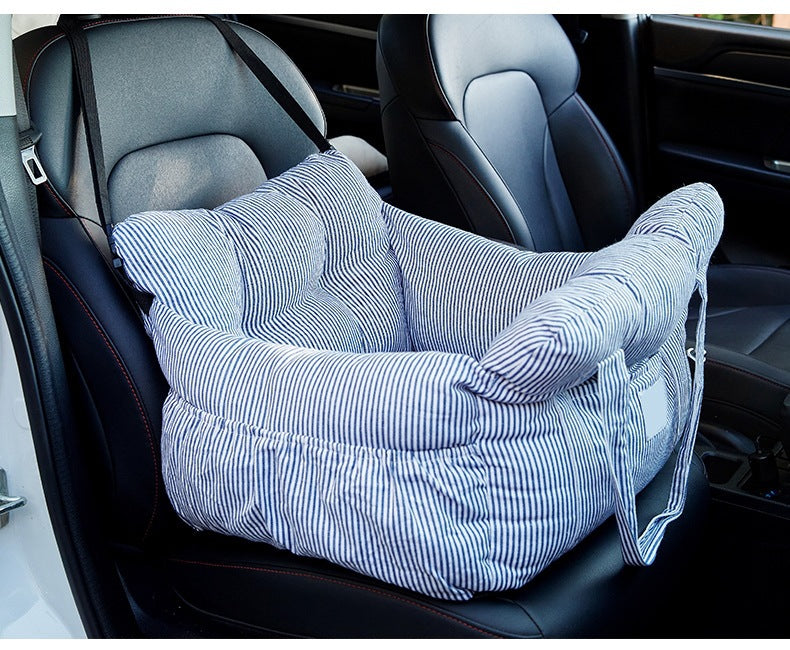 Portable Dog Car Seat Bed with Safety Straps – Padded Travel Carrier for Small & Medium Pets