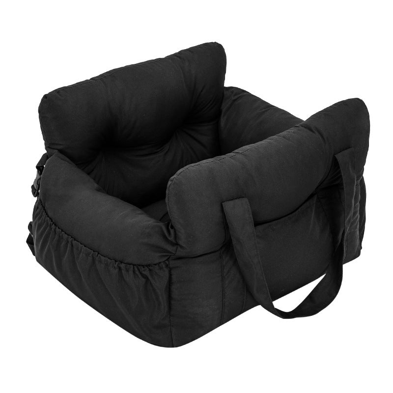 Portable Dog Car Seat Bed with Safety Straps – Padded Travel Carrier for Small & Medium Pets