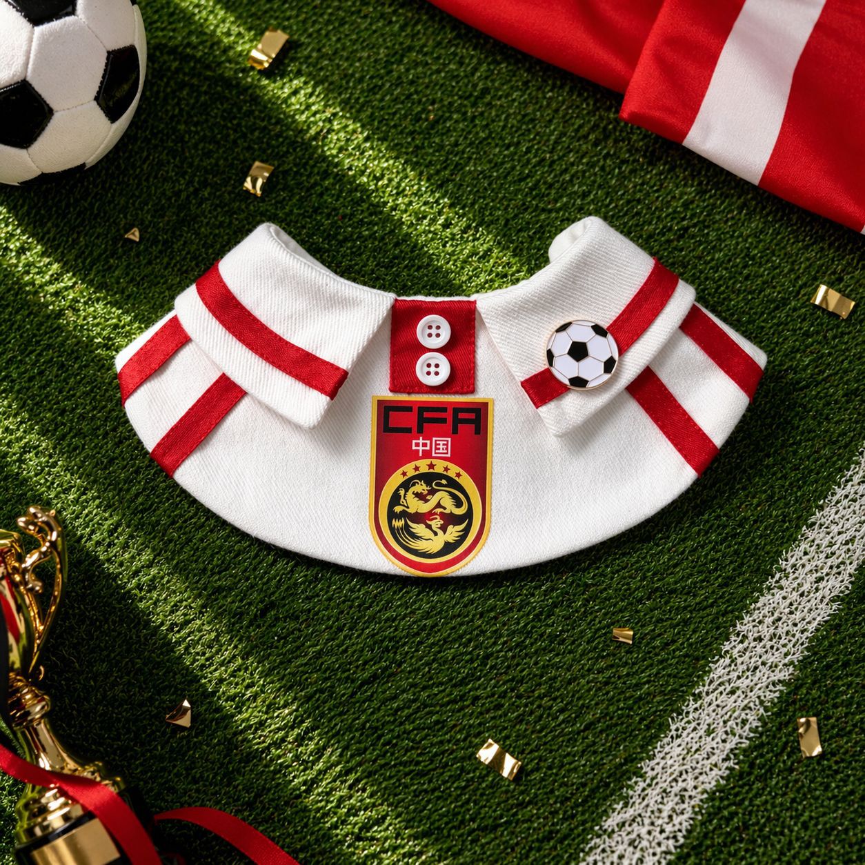 Handmade Football Team-Inspired Pet Bandana Collar – Adjustable Match Day Bib for Cats & Dogs