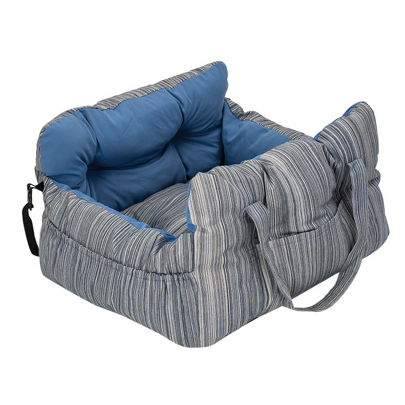 Portable Dog Car Seat Bed with Safety Straps – Padded Travel Carrier for Small & Medium Pets