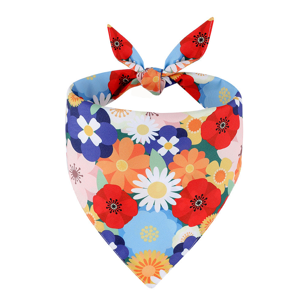 Floral Pet Bandana Scarf – Spring Summer Triangle Dog & Cat Neckerchief