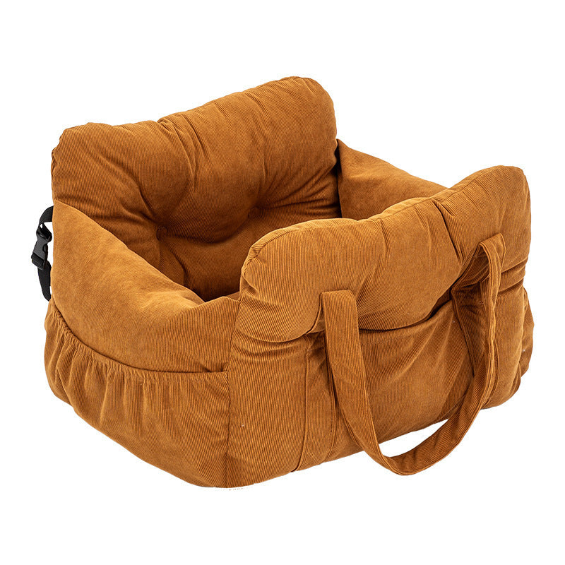 Portable Dog Car Seat Bed with Safety Straps – Padded Travel Carrier for Small & Medium Pets