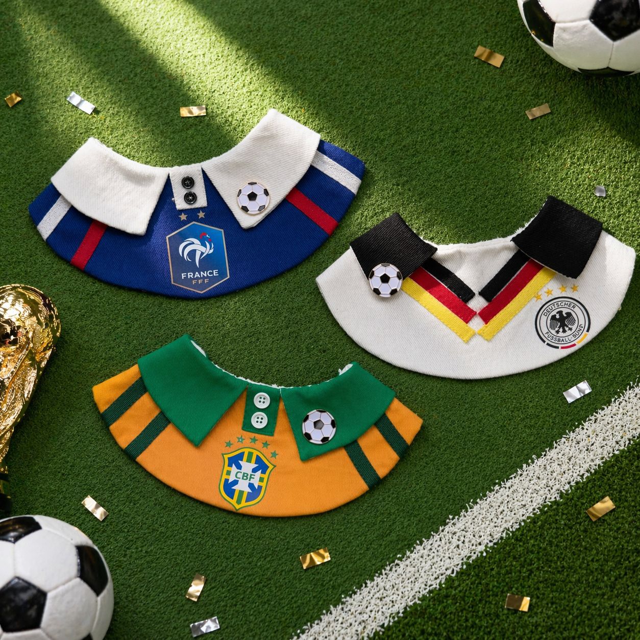 Handmade Football Team-Inspired Pet Bandana Collar – Adjustable Match Day Bib for Cats & Dogs