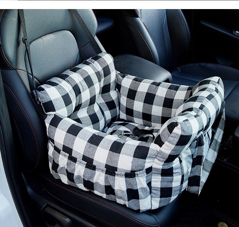 Portable Dog Car Seat Bed with Safety Straps – Padded Travel Carrier for Small & Medium Pets