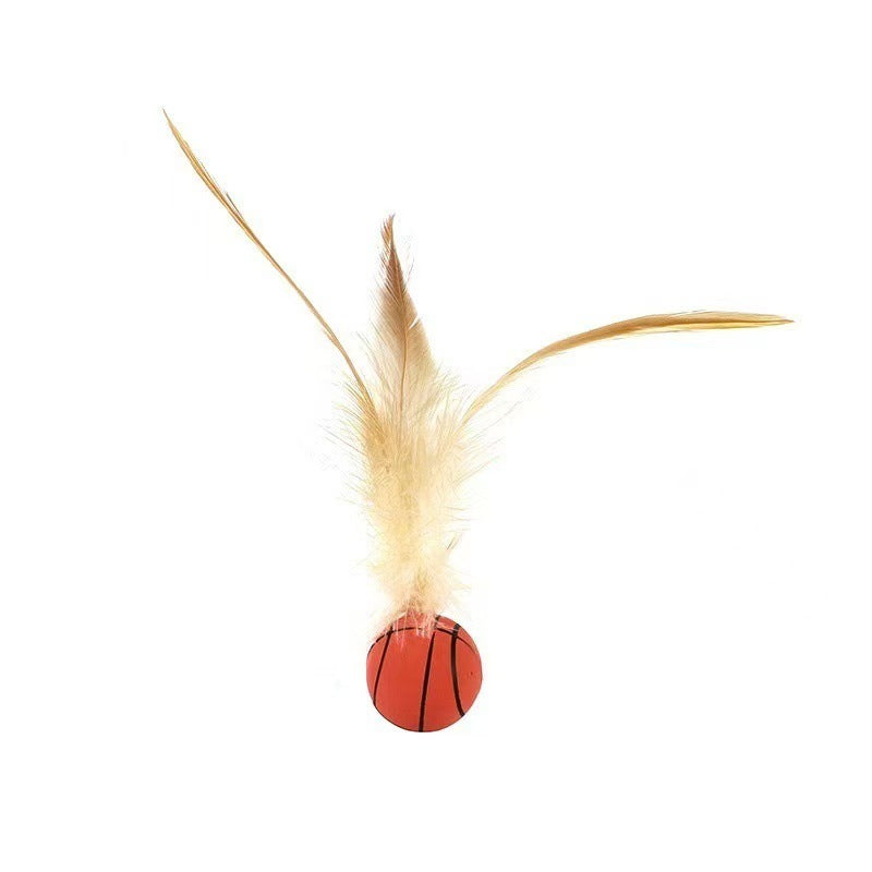 Interactive Feather Cat Toy Ball Set – Bouncy Quiet Rolling Teaser Toys for Indoor Cats