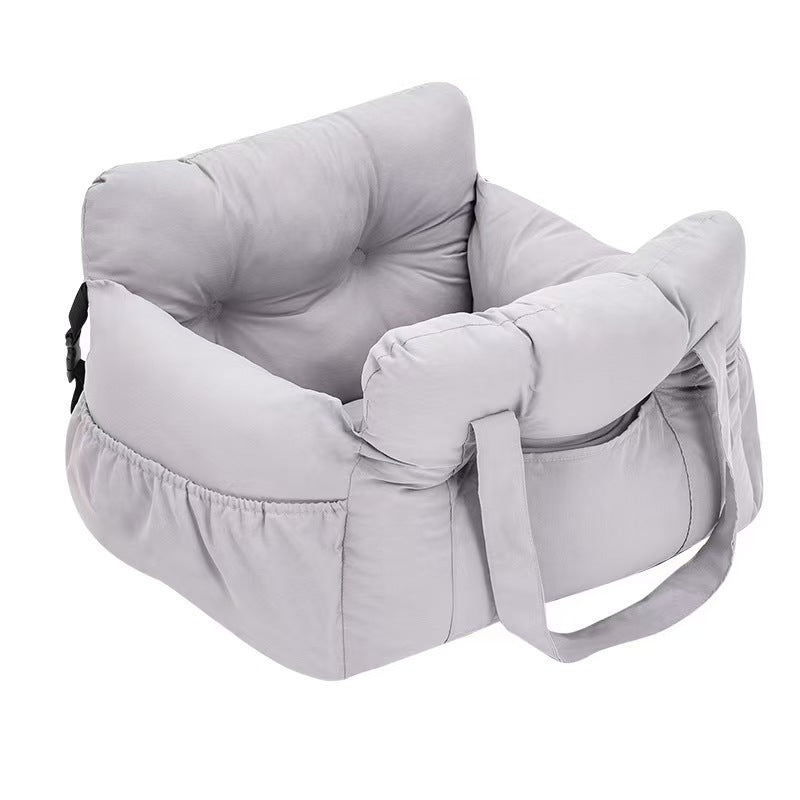 Portable Dog Car Seat Bed with Safety Straps – Padded Travel Carrier for Small & Medium Pets