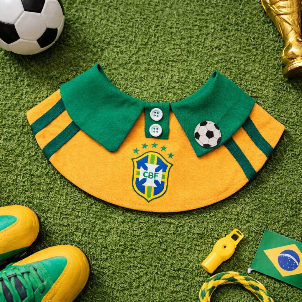 Handmade Football Team-Inspired Pet Bandana Collar – Adjustable Match Day Bib for Cats & Dogs