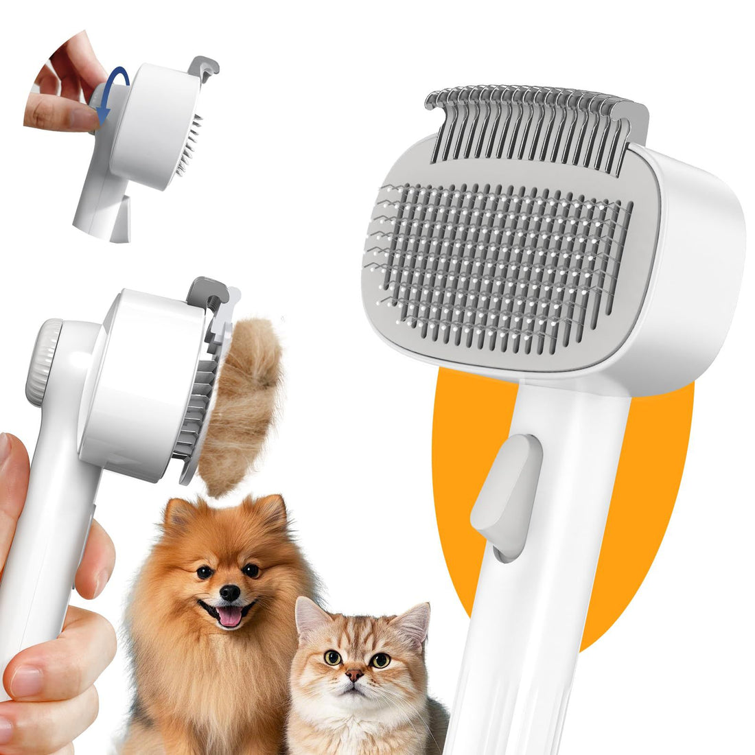 Self-Cleaning Pet Slicker Brush – Adjustable Detangling & Deshedding Brush for Dogs and Cats