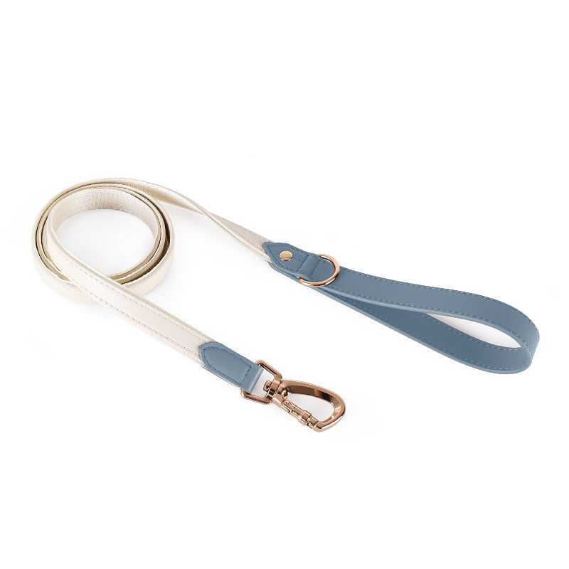 Adjustable Leather-Look Dog Harness with Control Handle, Matching Leash & Collar