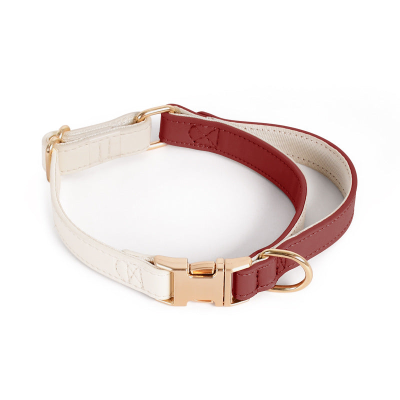 Adjustable Leather-Look Dog Harness with Control Handle, Matching Leash & Collar