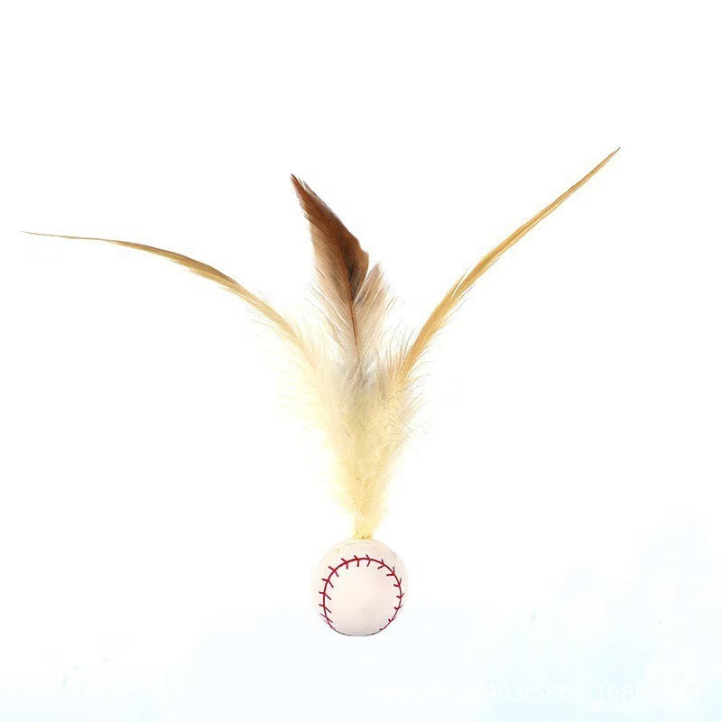 Interactive Feather Cat Toy Ball Set – Bouncy Quiet Rolling Teaser Toys for Indoor Cats