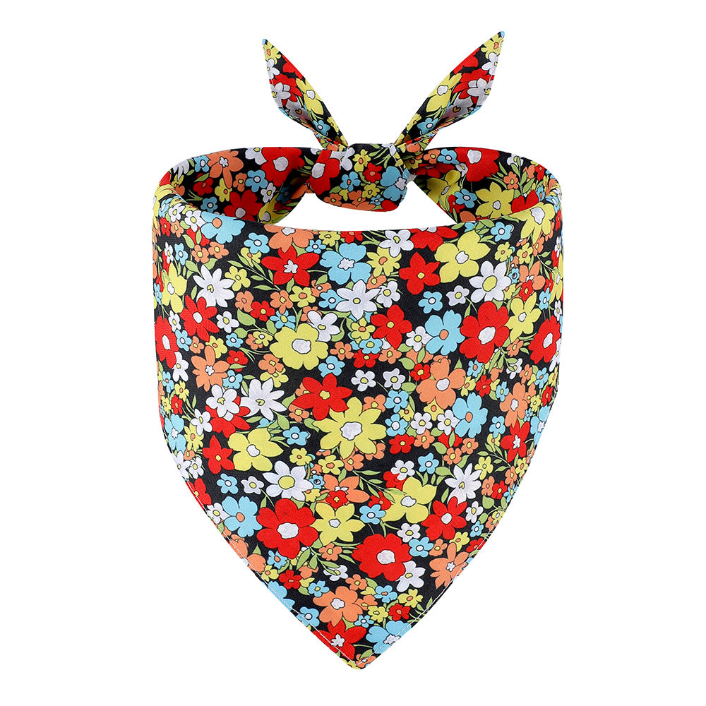 Floral Pet Bandana Scarf – Spring Summer Triangle Dog & Cat Neckerchief