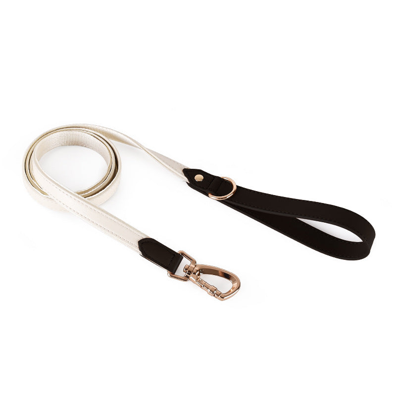 Adjustable Leather-Look Dog Harness with Control Handle, Matching Leash & Collar