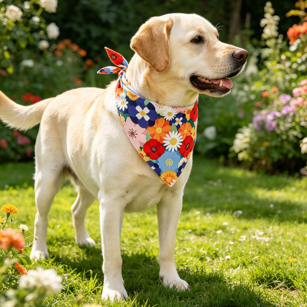 Floral Pet Bandana Scarf – Spring Summer Triangle Dog & Cat Neckerchief