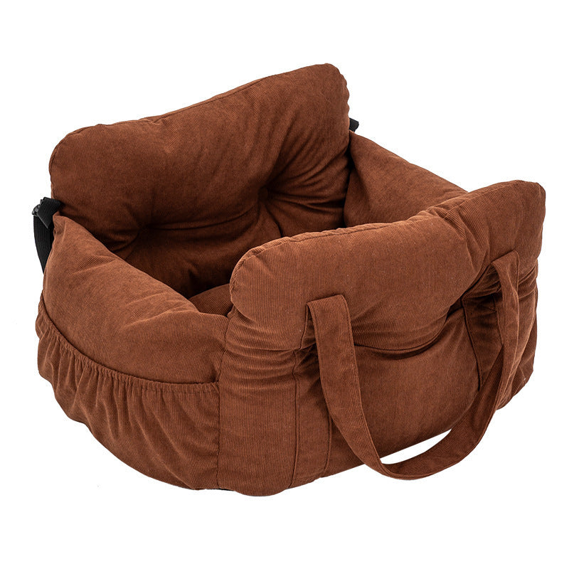 Portable Dog Car Seat Bed with Safety Straps – Padded Travel Carrier for Small & Medium Pets