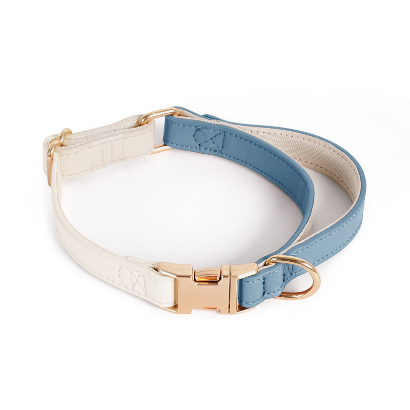 Adjustable Leather-Look Dog Harness with Control Handle, Matching Leash & Collar
