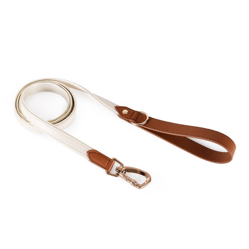 Adjustable Leather-Look Dog Harness with Control Handle, Matching Leash & Collar