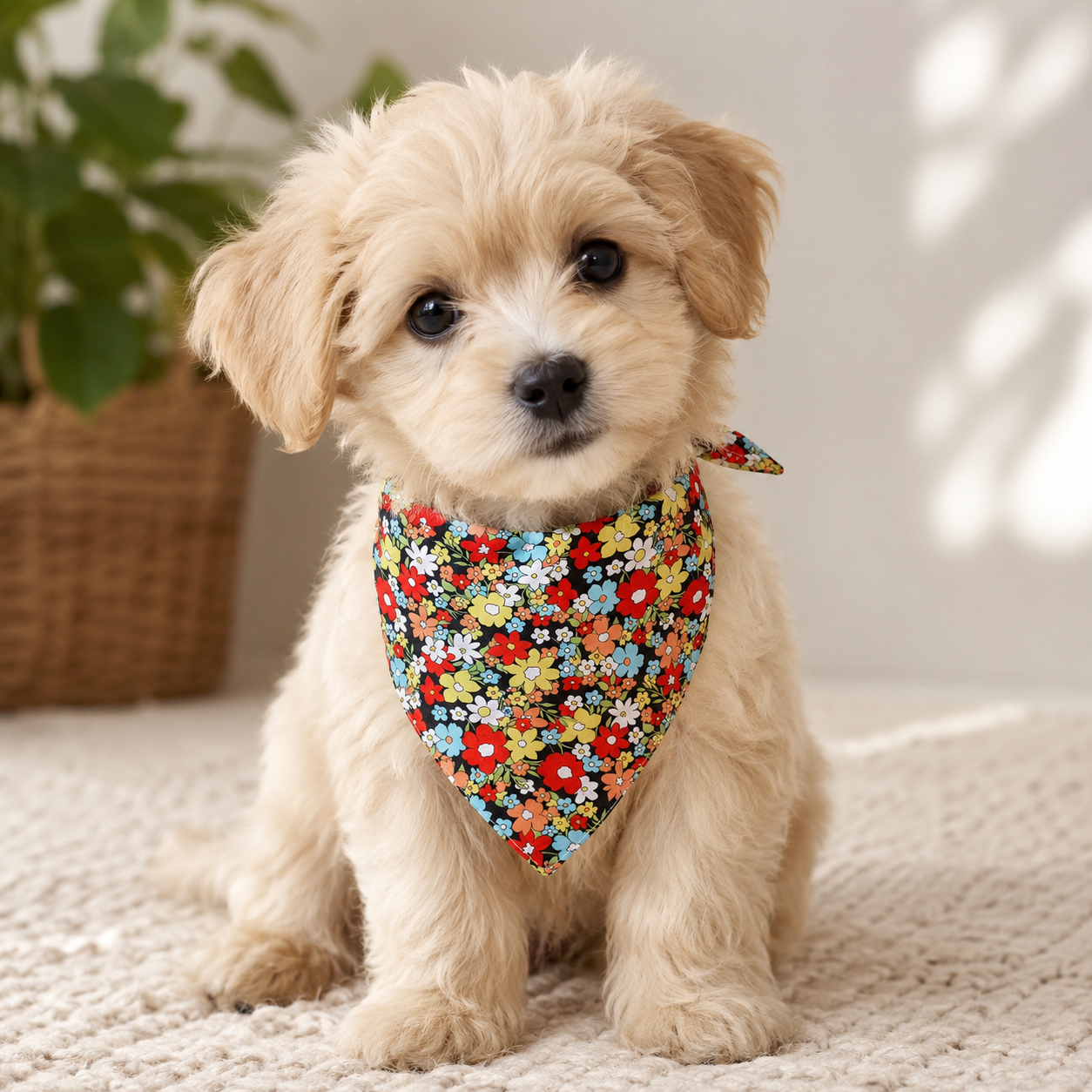 Floral Pet Bandana Scarf – Spring Summer Triangle Dog & Cat Neckerchief