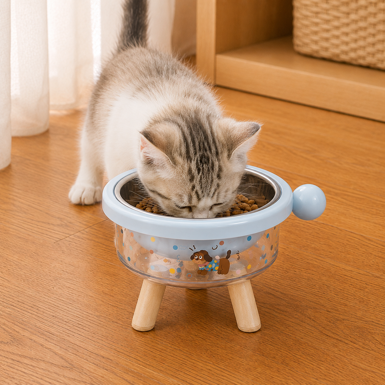 Elevated Tilted Pet Bowl with Detachable Insert – Non-Slip Feeding Bowl for Cats & Small Dogs