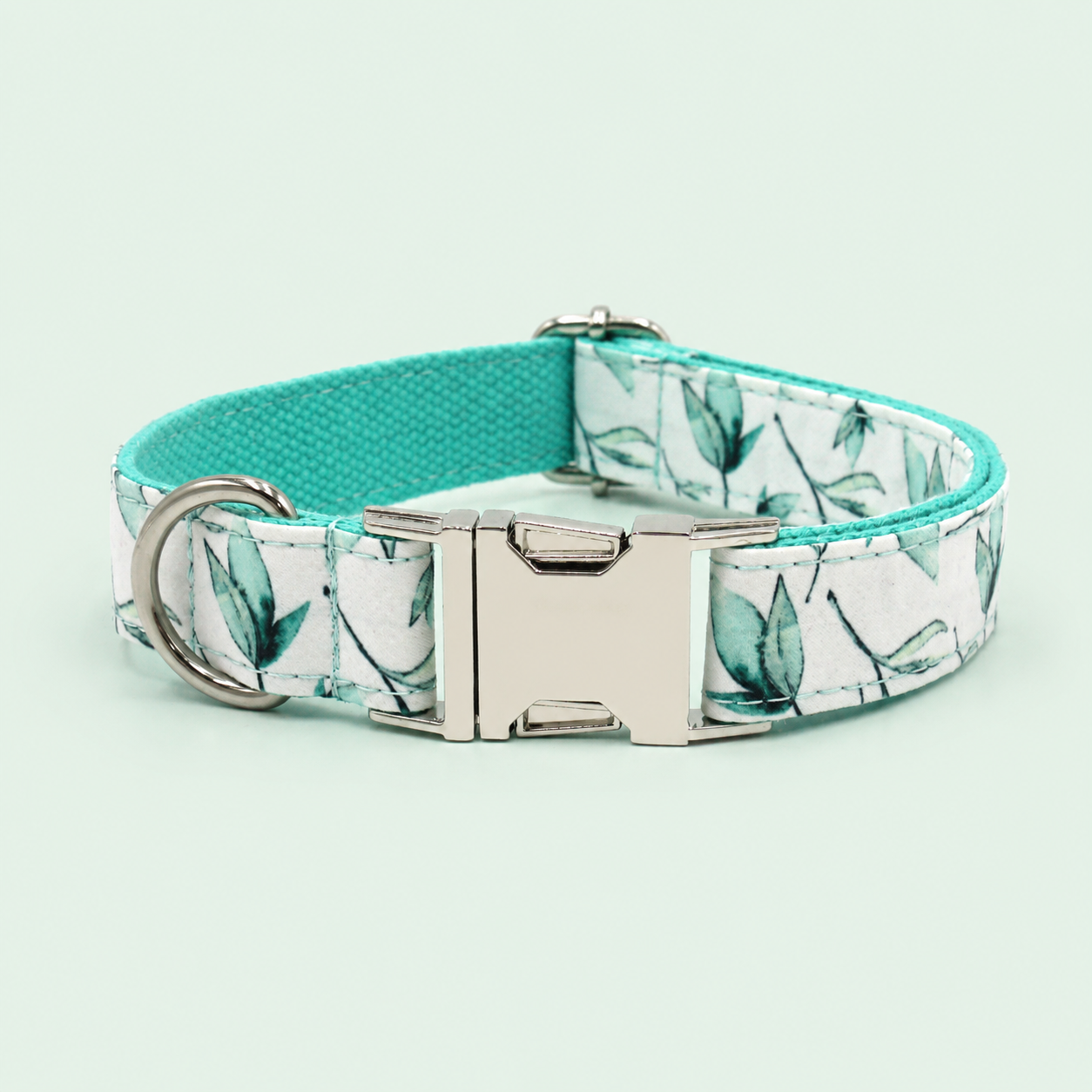 Floral Print Adjustable Dog Collar with Premium Metal Buckle