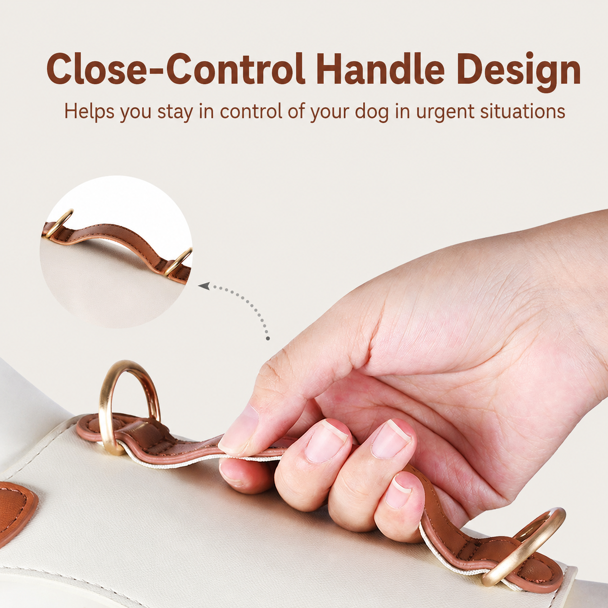 Adjustable Leather-Look Dog Harness with Control Handle, Matching Leash & Collar