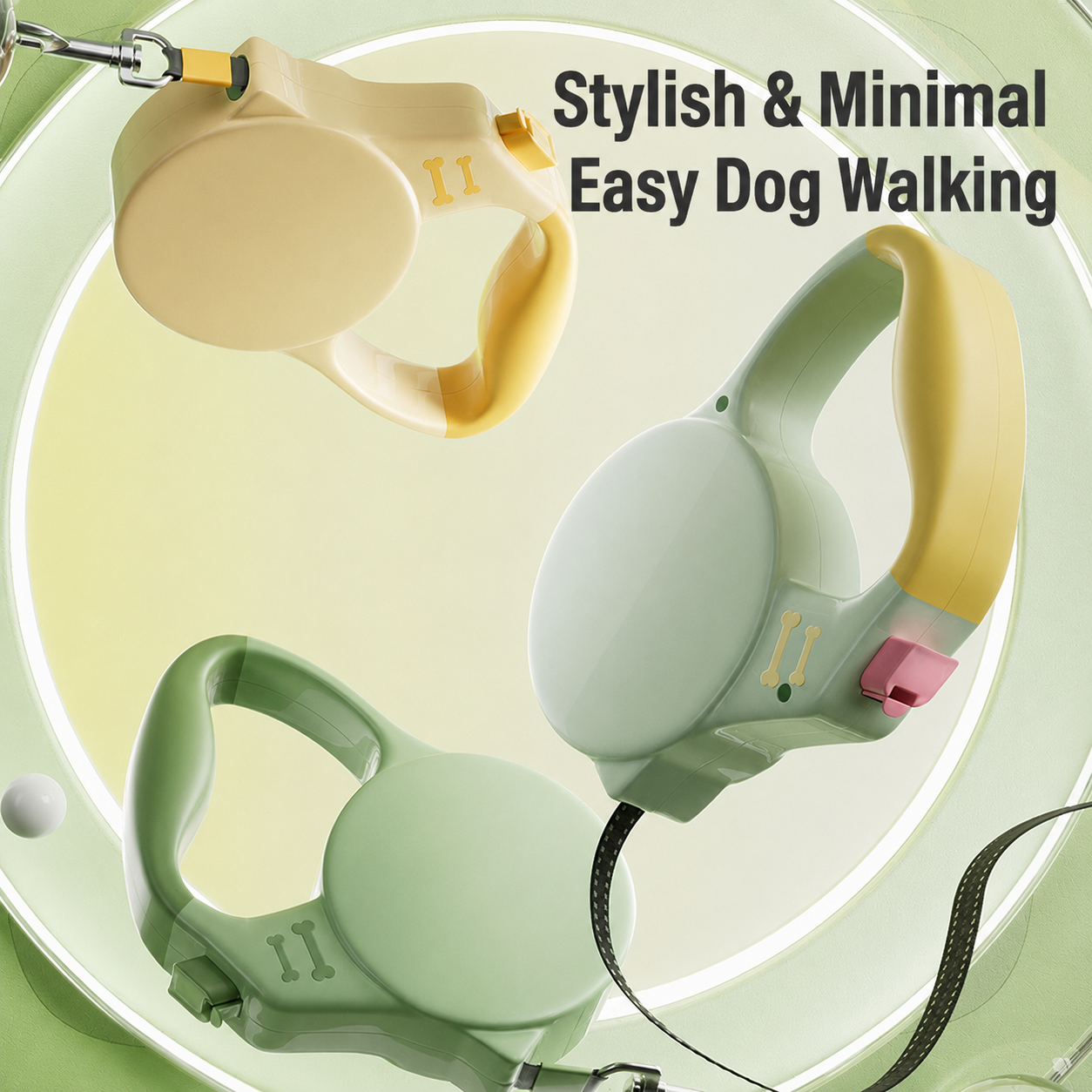Automatic Retractable Dog Leash with One-Button Lock