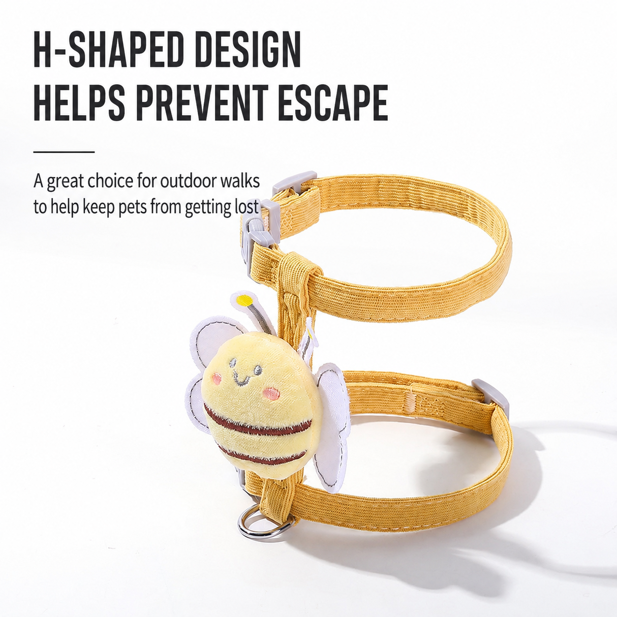 Cute Bee Adjustable Cat Harness & Leash Set – Escape-Resistant Chest Harness for Cats & Small Dogs